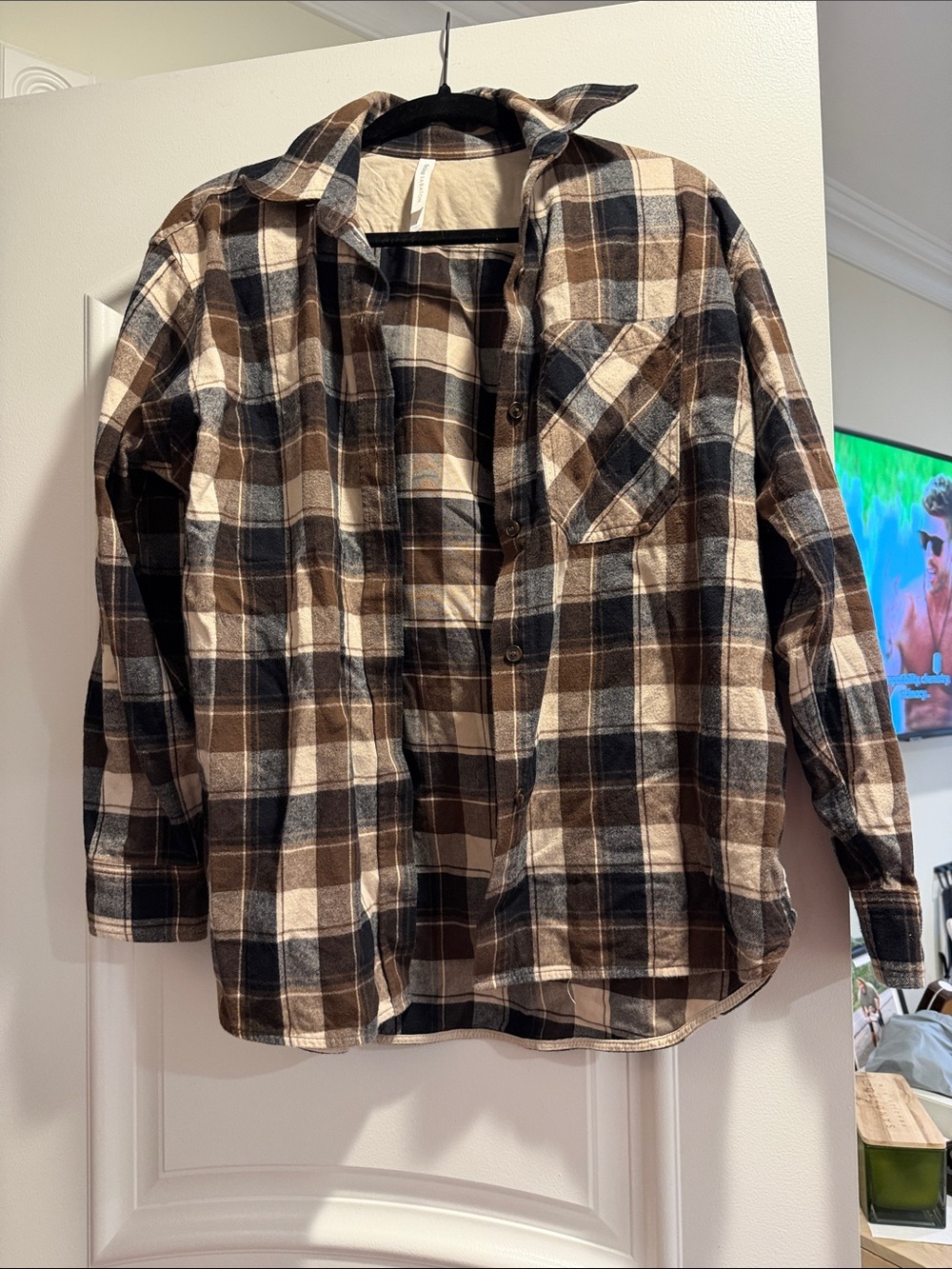 Aritzia - Brown Black Cream Plaid Button-Up Shirt - Size 1